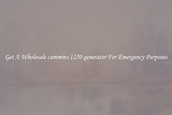 Get A Wholesale cummins 1250 generator For Emergency Purposes