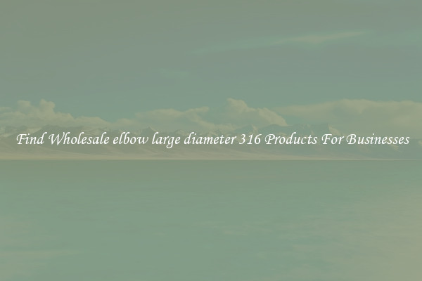 Find Wholesale elbow large diameter 316 Products For Businesses